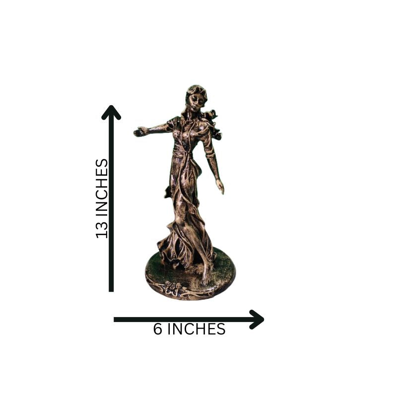 Elegant Lady Statue – Handmade Golden&Black Figure with Marble Look