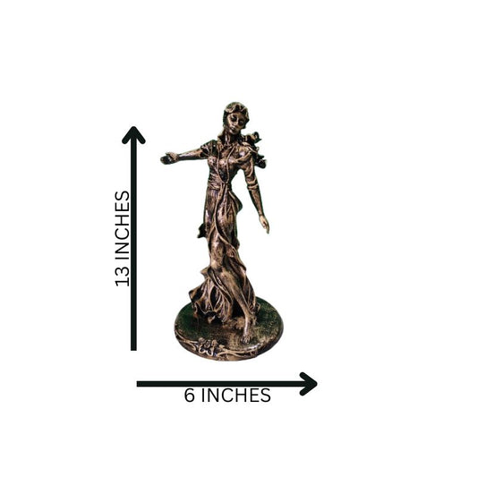 Elegant Lady Statue – Handmade Golden&Black Figure with Marble Look