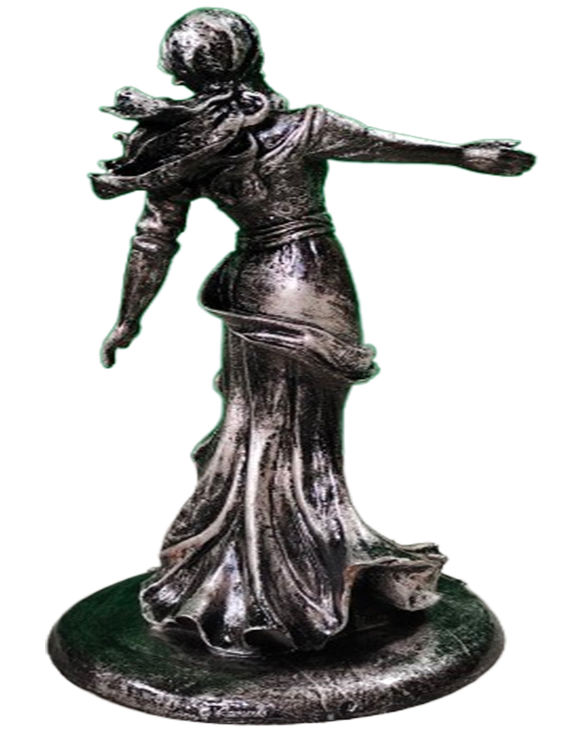 Elegant Lady Statue – Handmade Black&Silver Figure with Marble Look