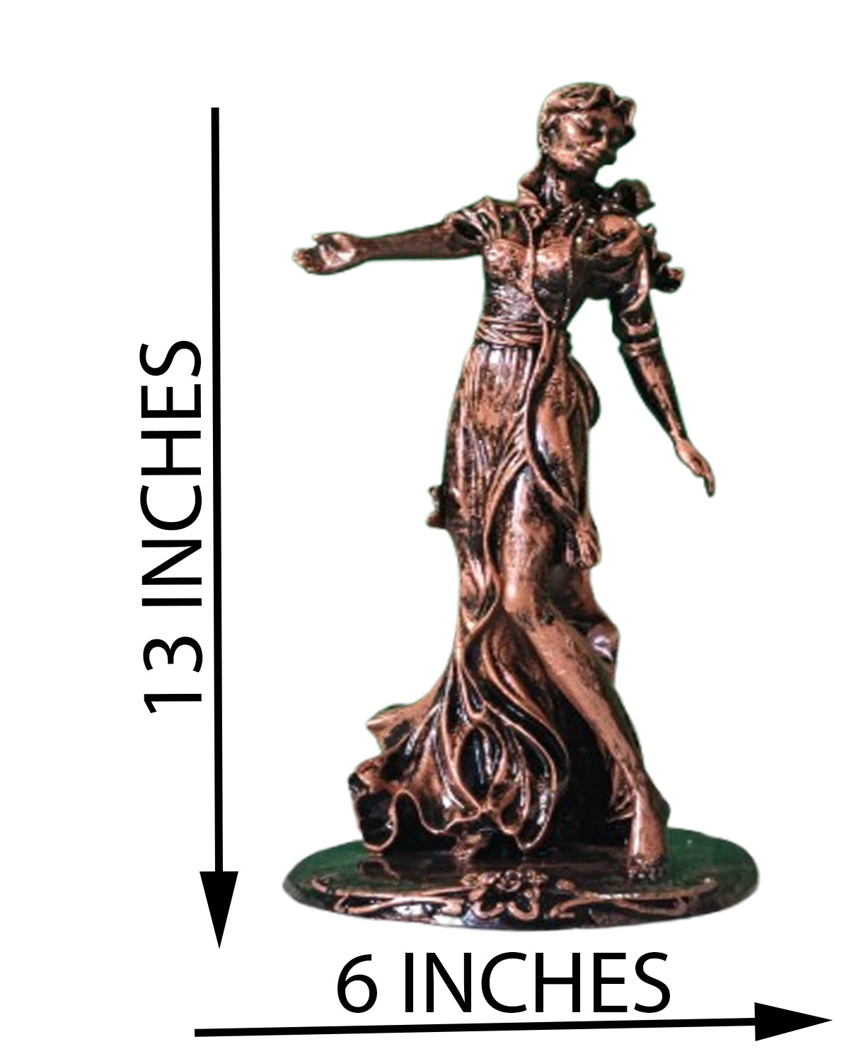 Elegant Lady Statue – Handmade  Black&Copper Figure with Marble Look