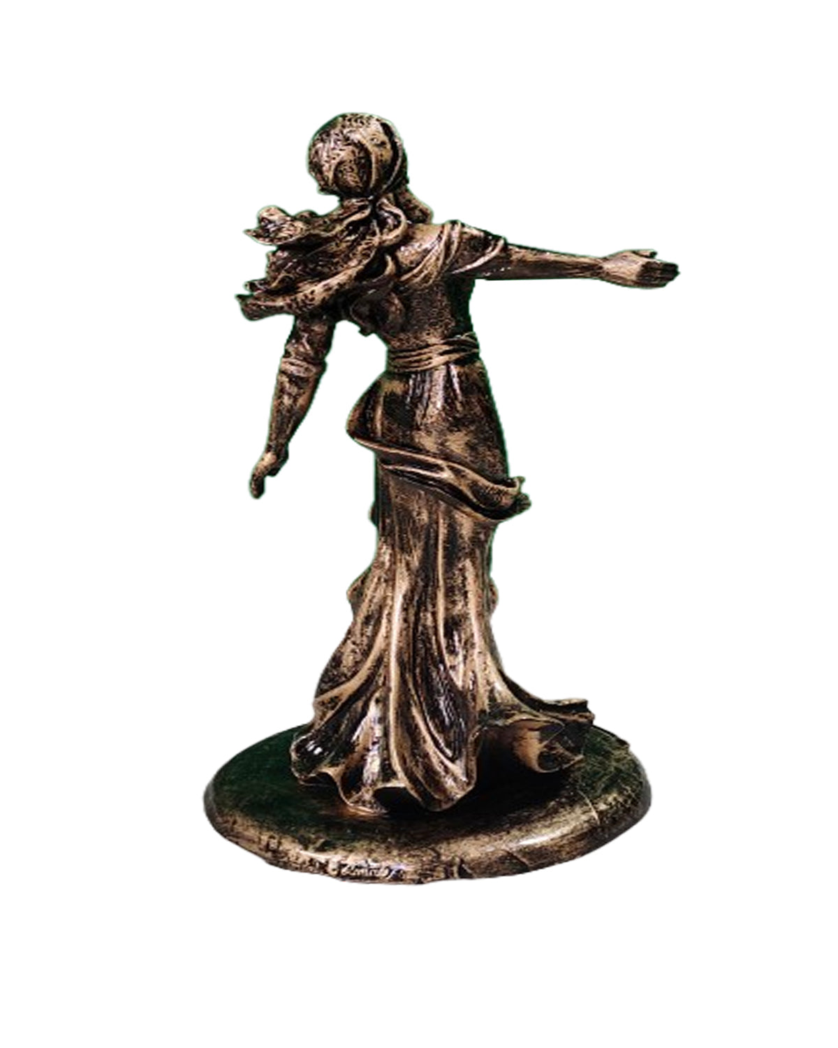 Elegant Lady Statue – Handmade  Black&Copper Figure with Marble Look