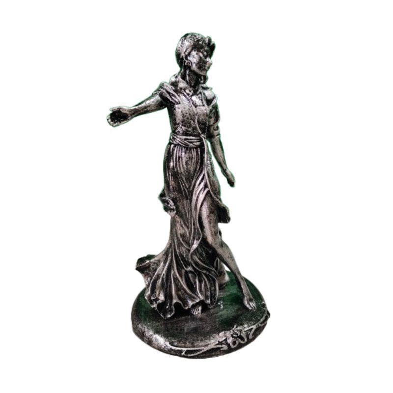 Elegant Lady Statue – Handmade Black&Silver Figure with Marble Look