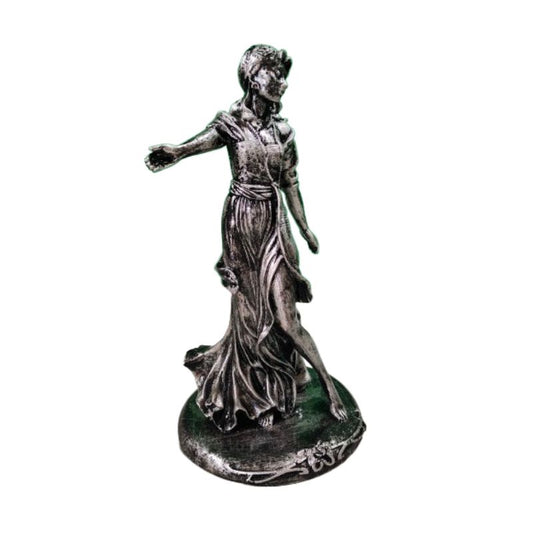 Elegant Lady Statue – Handmade Black&Silver Figure with Marble Look