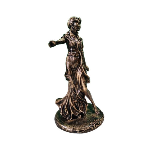 Elegant Lady Statue – Handmade Golden&Black Figure with Marble Look