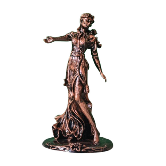 Elegant Lady Statue – Handmade  Black&Copper Figure with Marble Look