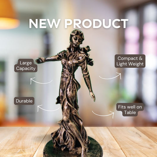 Elegant Lady Statue – Handmade  Black&Copper Figure with Marble Look